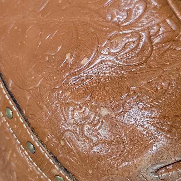 Patricia Nash Talloria Tooled Brown Leather Tote Shoulder Bag Handbag Purse - Picture 8 of 12